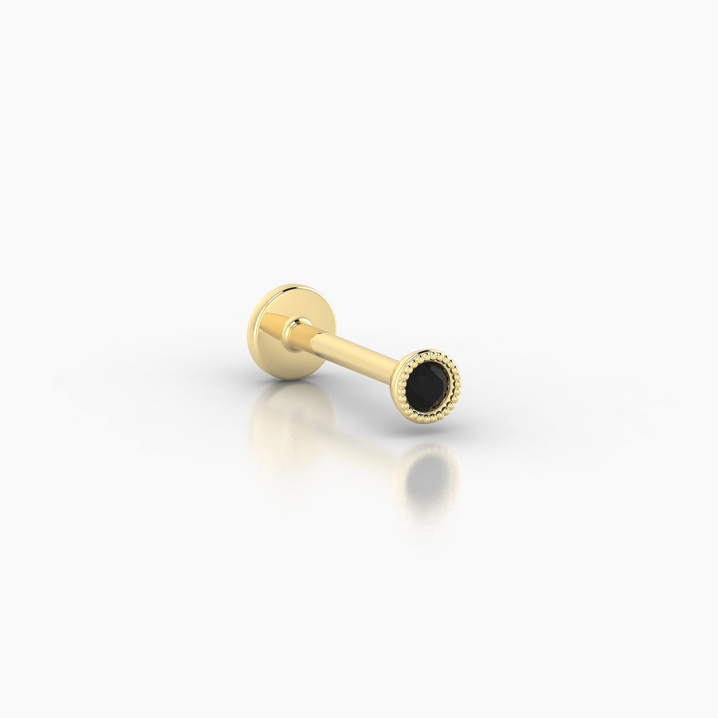 Aya | 18k Yellow Gold 8 mm 3 mm Round Black Diamond Nostril Piercing