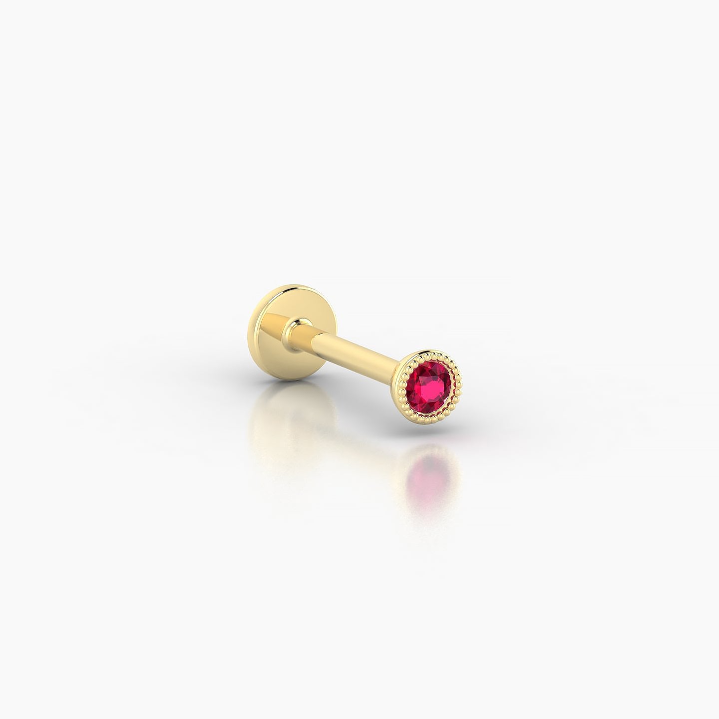 Aya | 18k Yellow Gold 8 mm 3 mm Round Ruby Nostril Piercing