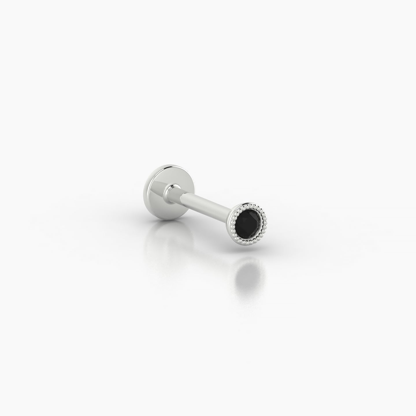 Aya | 18k White Gold 8 mm 3 mm Round Black Diamond Piercing