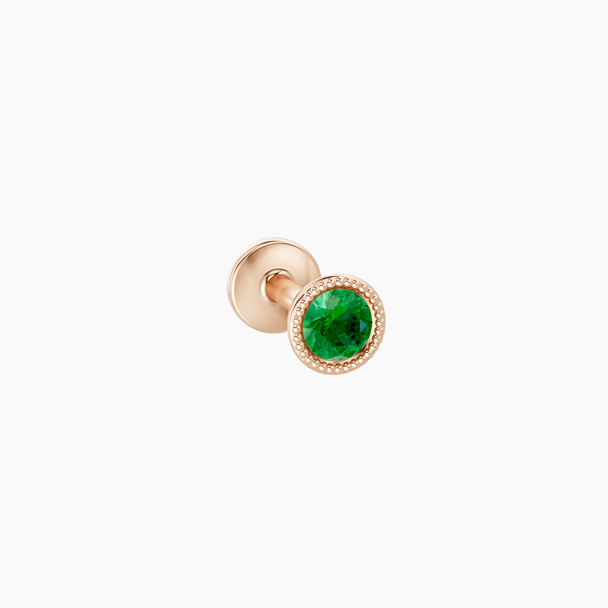 Aya | 18k Rose Gold 5 mm 3.5 mm Round Emerald Nose Piercing