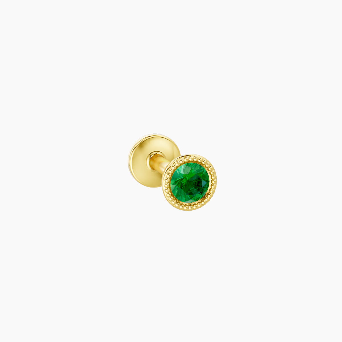 Aya | 18k Yellow Gold 5 mm 3.5 mm Round Emerald Nose Piercing
