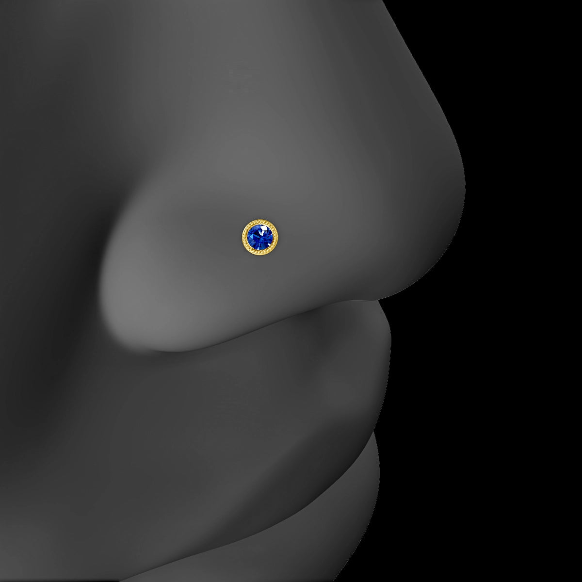 Aya | 18k Yellow Gold 5 mm 3.5 mm Round Sapphire Nose Piercing