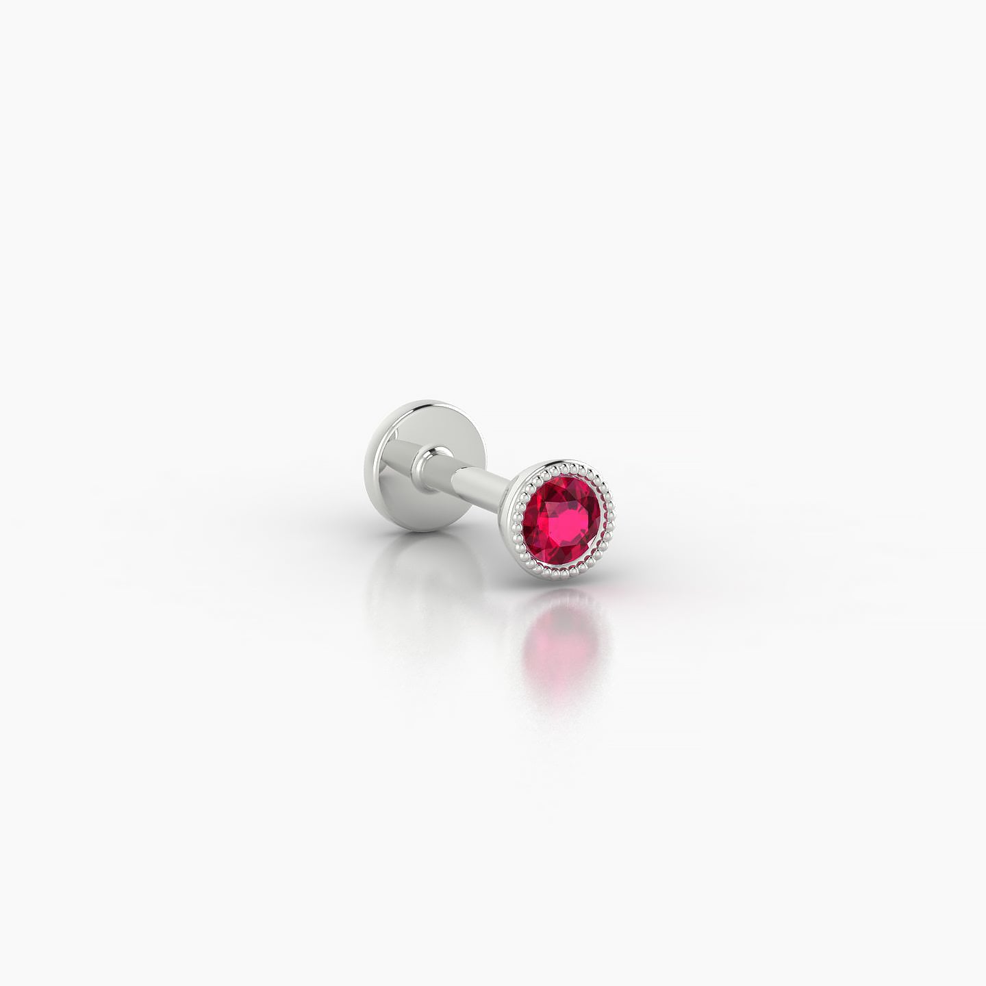 Aya | 18k White Gold 5 mm 3.5 mm Round Ruby Nostril Piercing