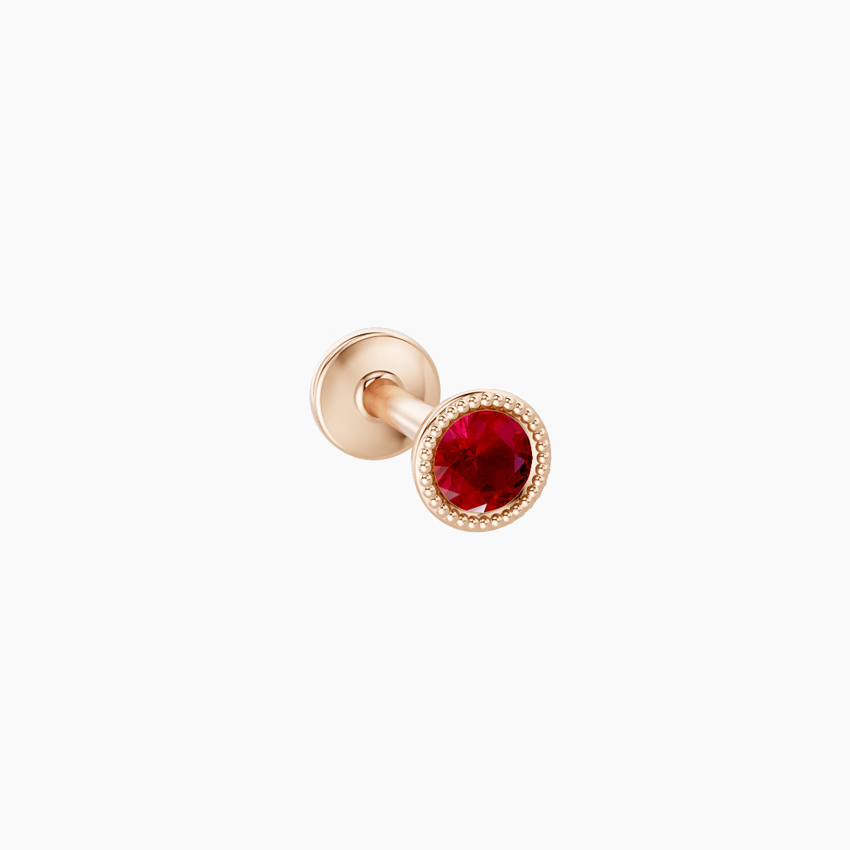Aya | 18k Rose Gold 6.5 mm 3.5 mm Round Ruby Nose Piercing