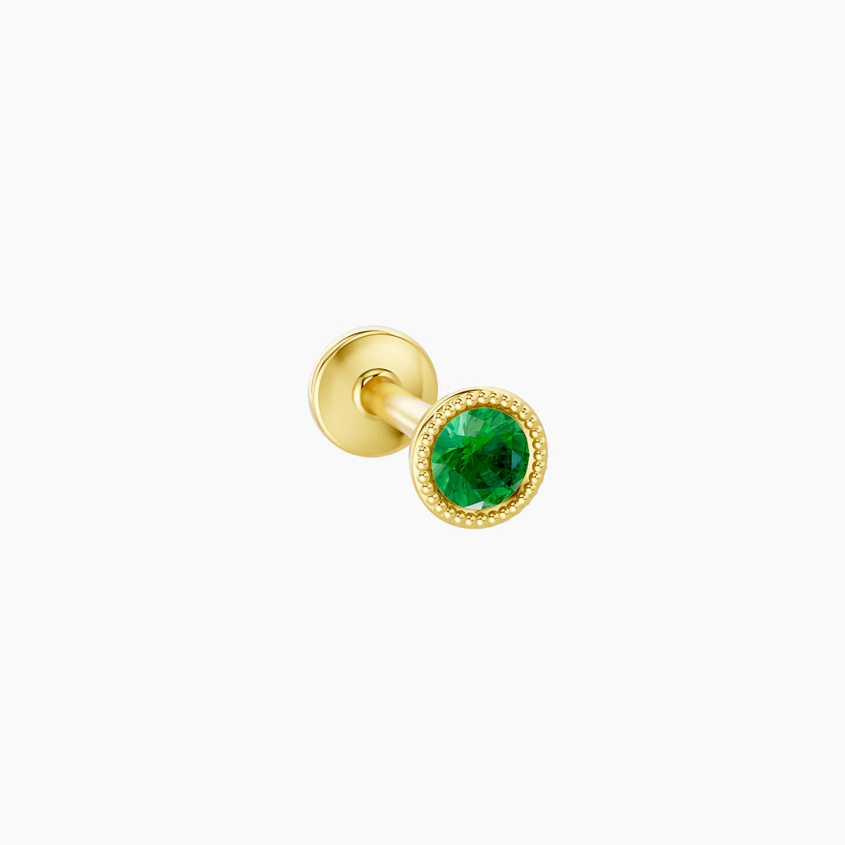 Aya | 18k Yellow Gold 6.5 mm 3.5 mm Round Emerald Nose Piercing