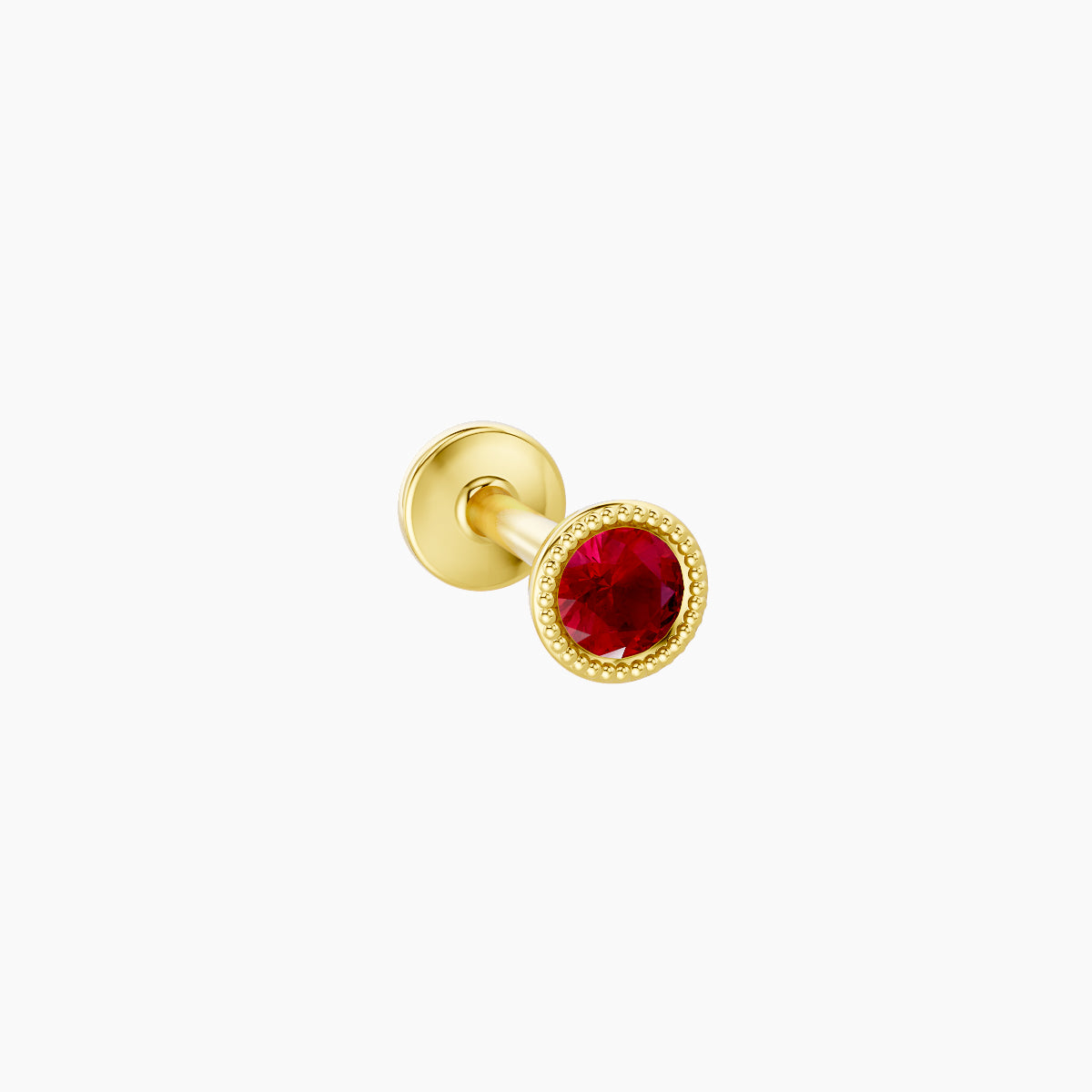 Aya | 18k Yellow Gold 6.5 mm 3.5 mm Round Ruby Nose Piercing
