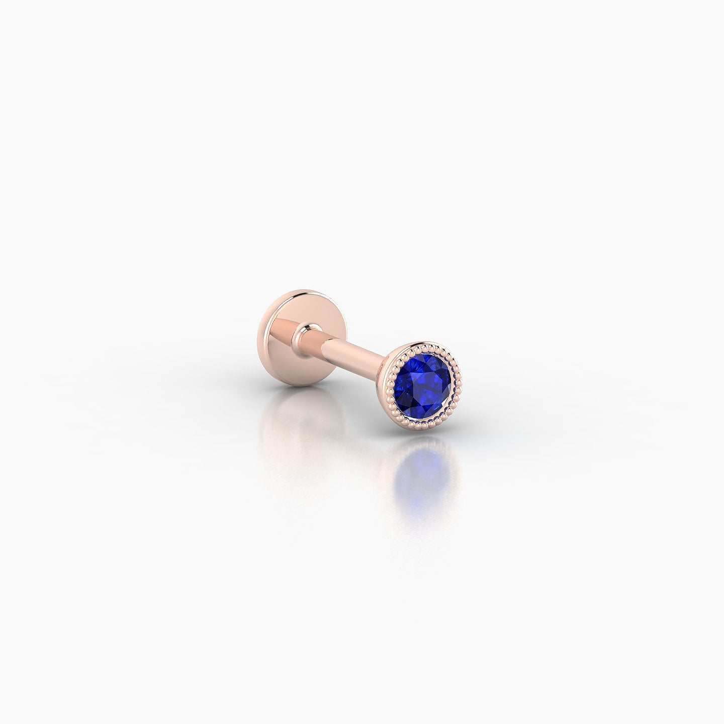 Aya | 18k Rose Gold 6.5 mm 3.5 mm Round Sapphire Nostril Piercing