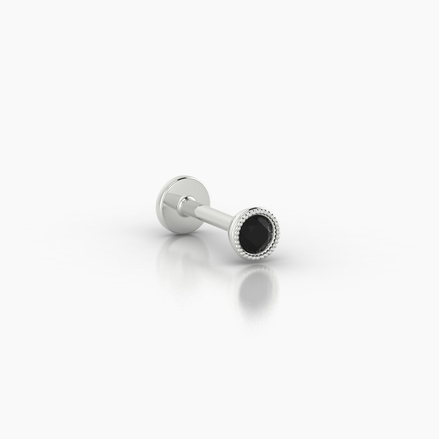 Aya | 18k White Gold 6.5 mm 3.5 mm Round Black Diamond Nostril Piercing