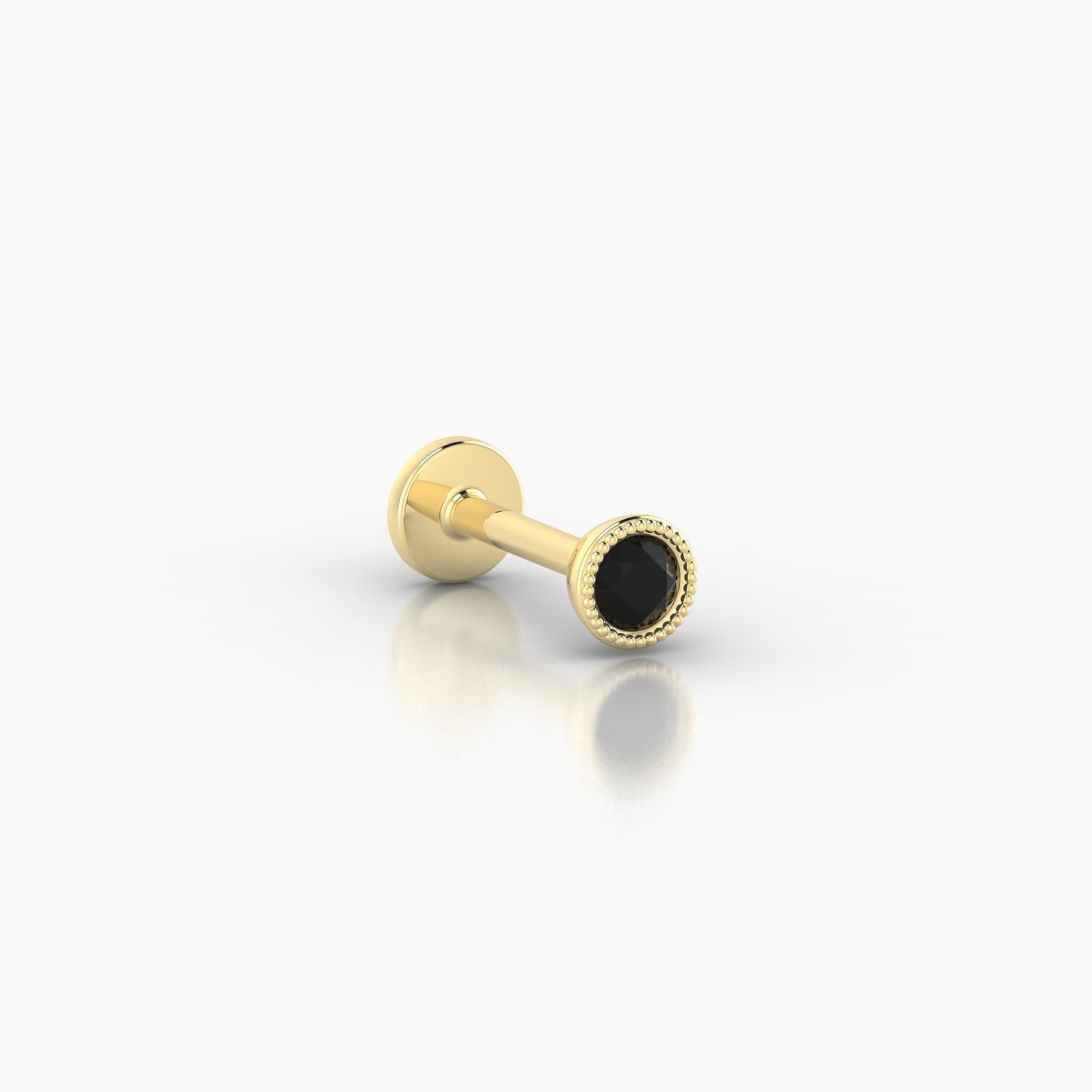 Aya | 18k Yellow Gold 6.5 mm 3.5 mm Round Black Diamond Nostril Piercing