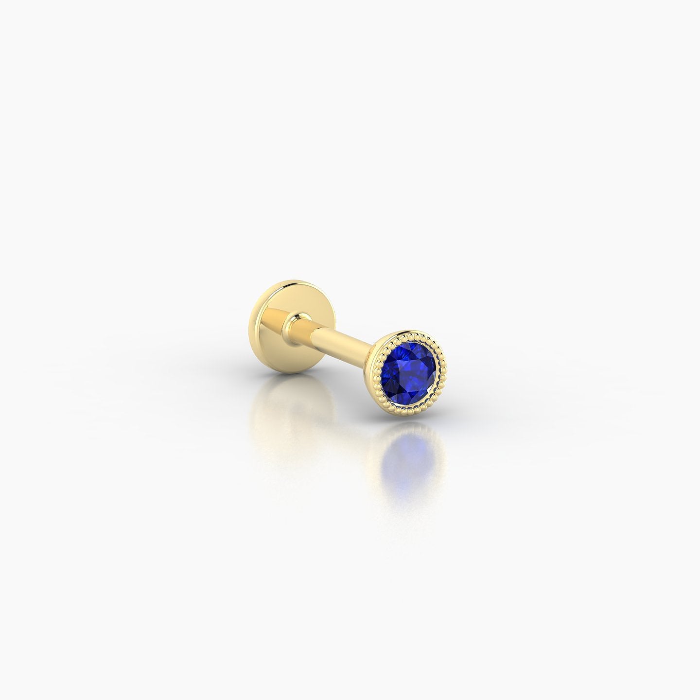 Aya | 18k Yellow Gold 6.5 mm 3.5 mm Round Sapphire Nostril Piercing