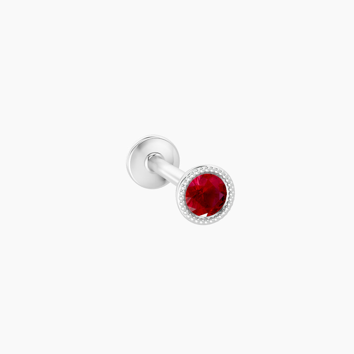 Aya | 18k White Gold 8 mm 3.5 mm Round Ruby Nose Piercing