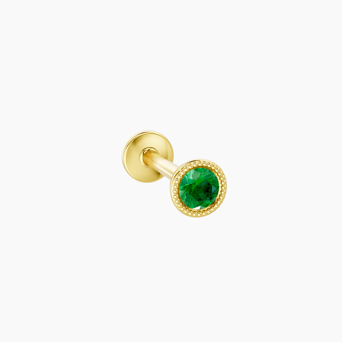 Aya | 18k Yellow Gold 8 mm 3.5 mm Round Emerald Nose Piercing