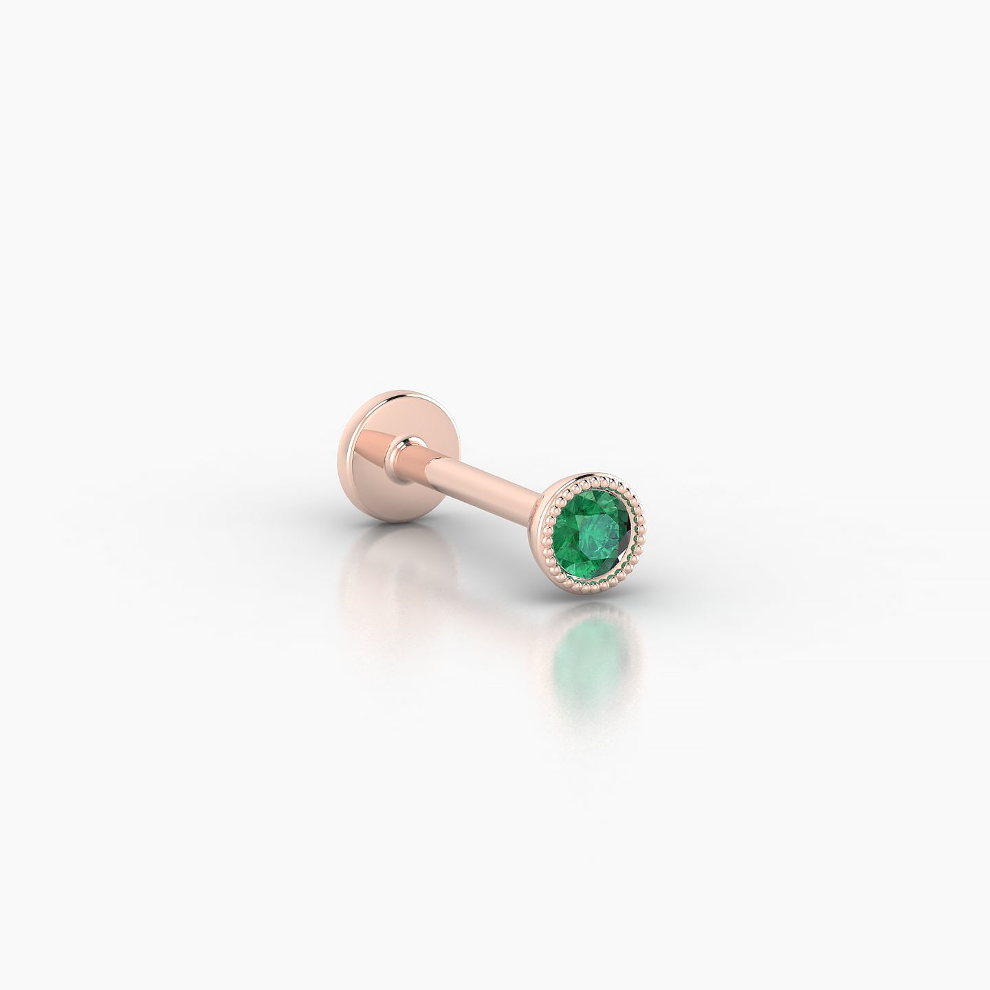 Aya | 18k Rose Gold 8 mm 3.5 mm Round Emerald Nostril Piercing