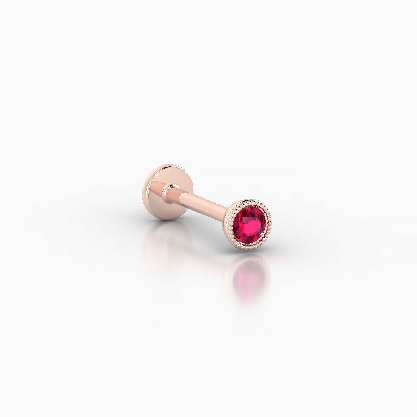 Aya | 18k Rose Gold 8 mm 3.5 mm Round Ruby Nostril Piercing