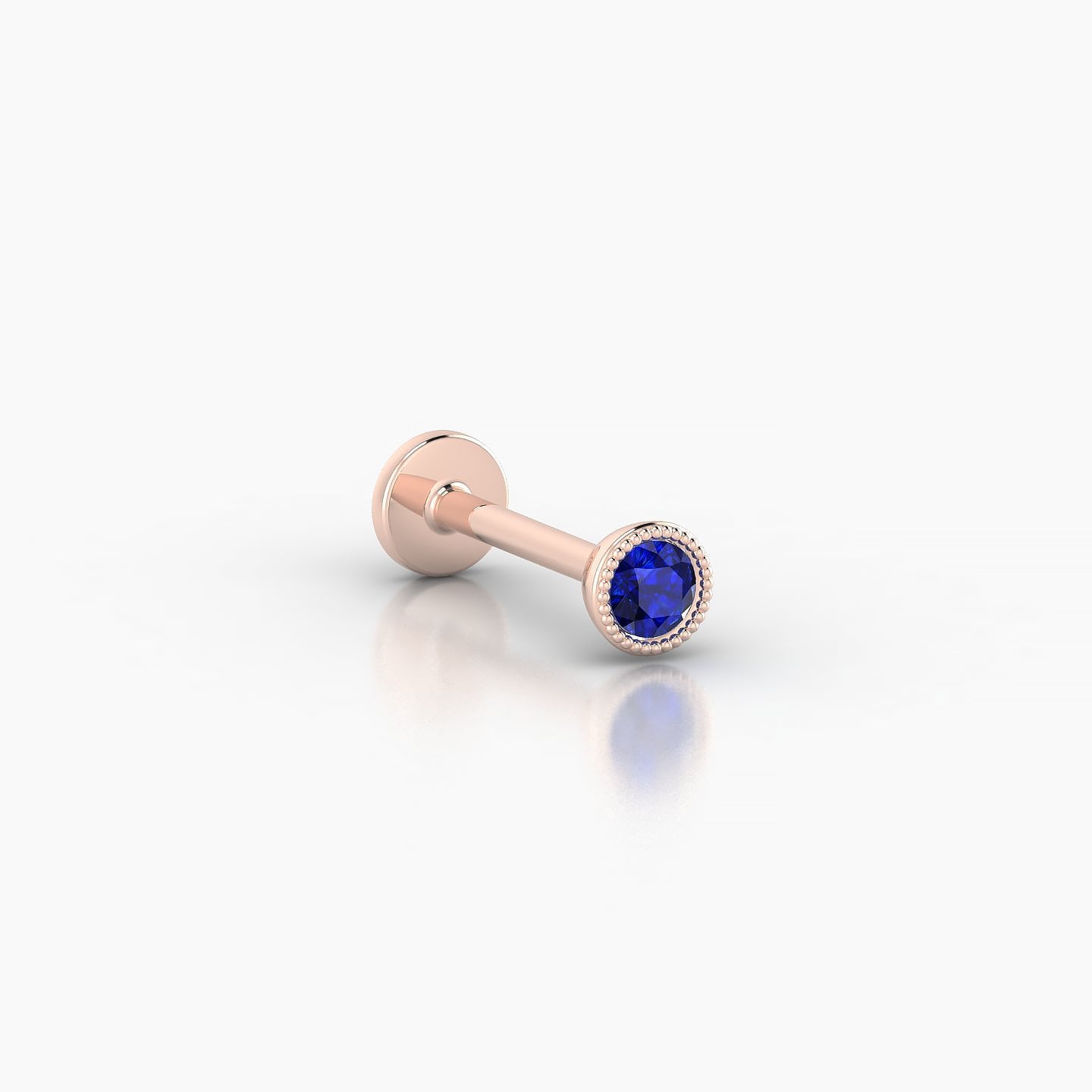 Aya | 18k Rose Gold 8 mm 3.5 mm Round Sapphire Nostril Piercing