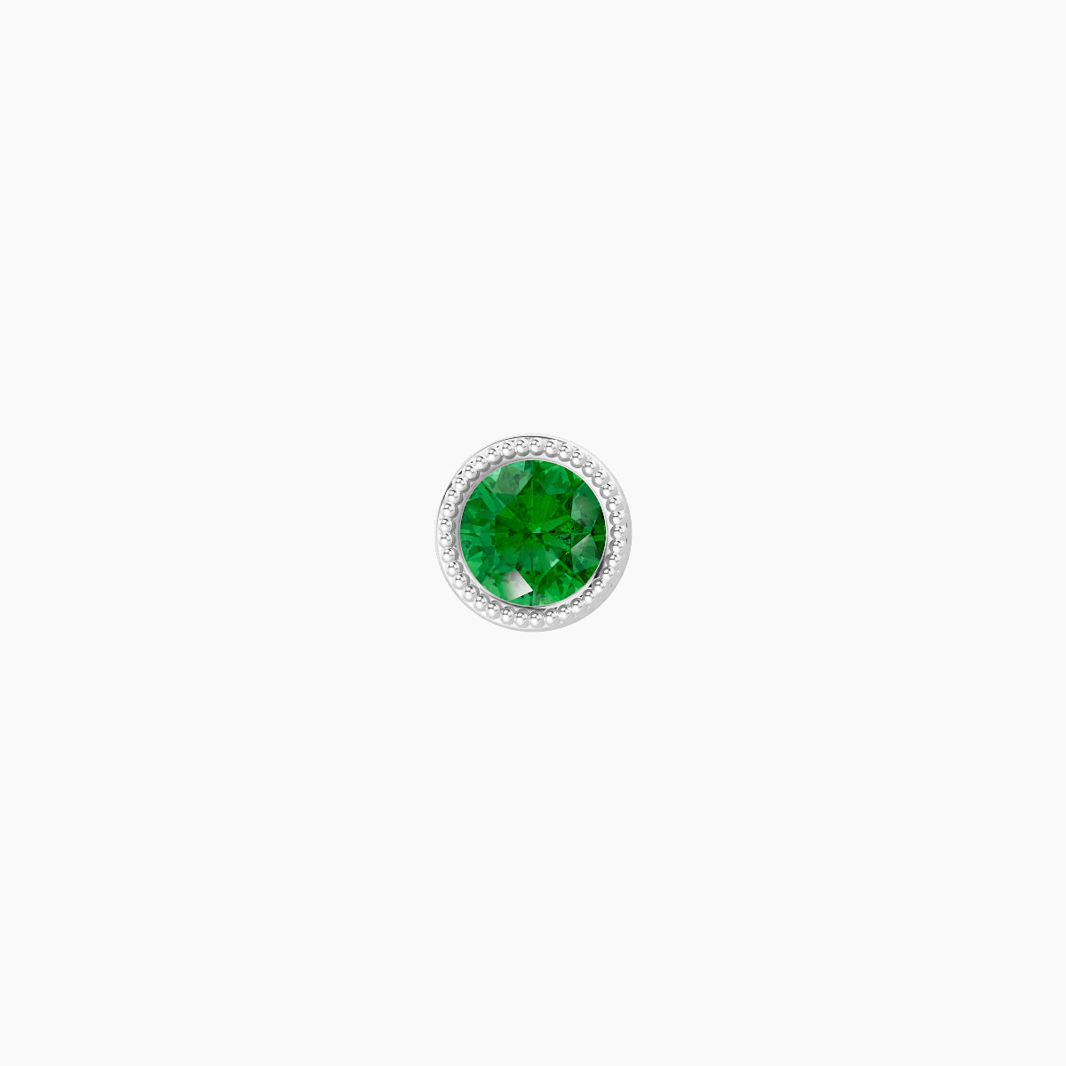 Aya | 18k White Gold 5 mm 4 mm Round Emerald Nose Piercing