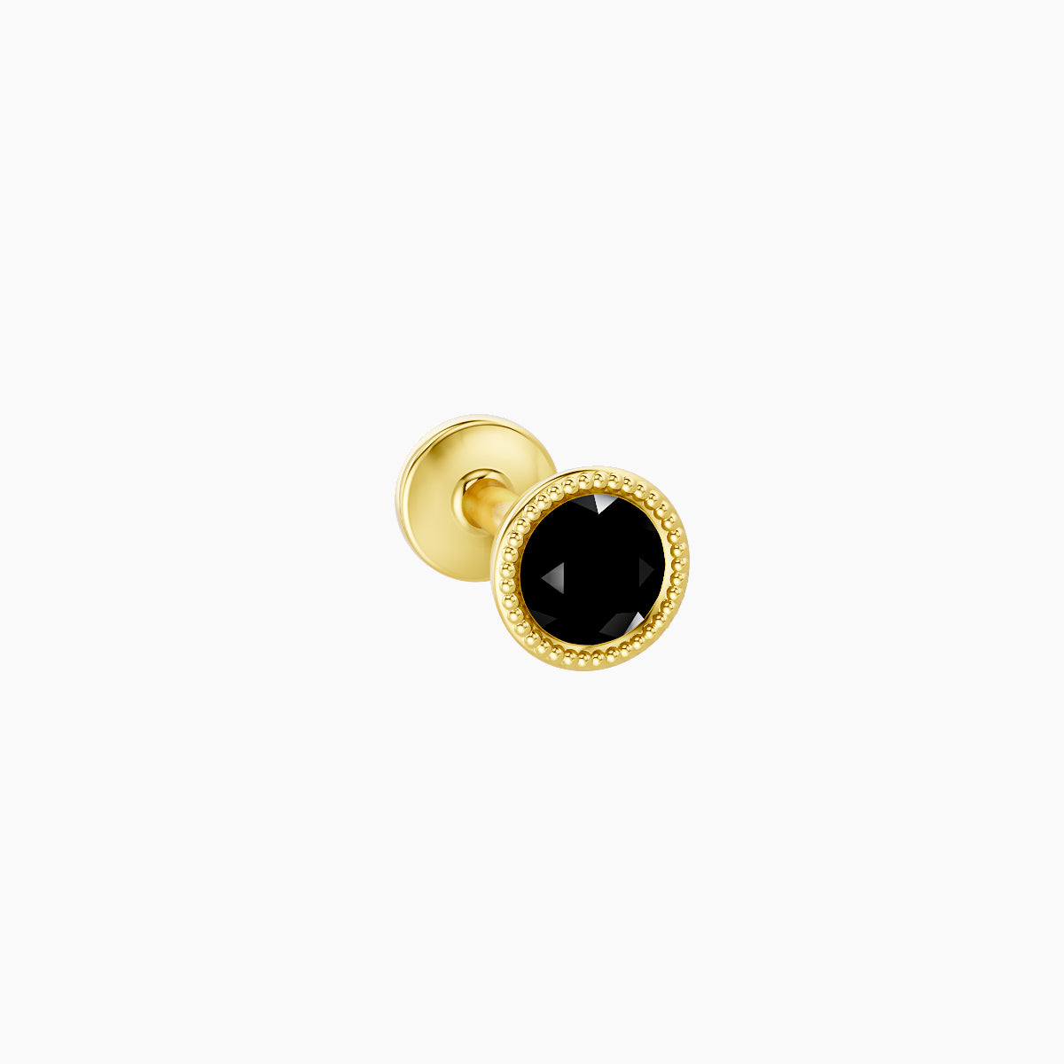 Aya | 18k Yellow Gold 5 mm 4 mm Round Black Diamond Nose Piercing