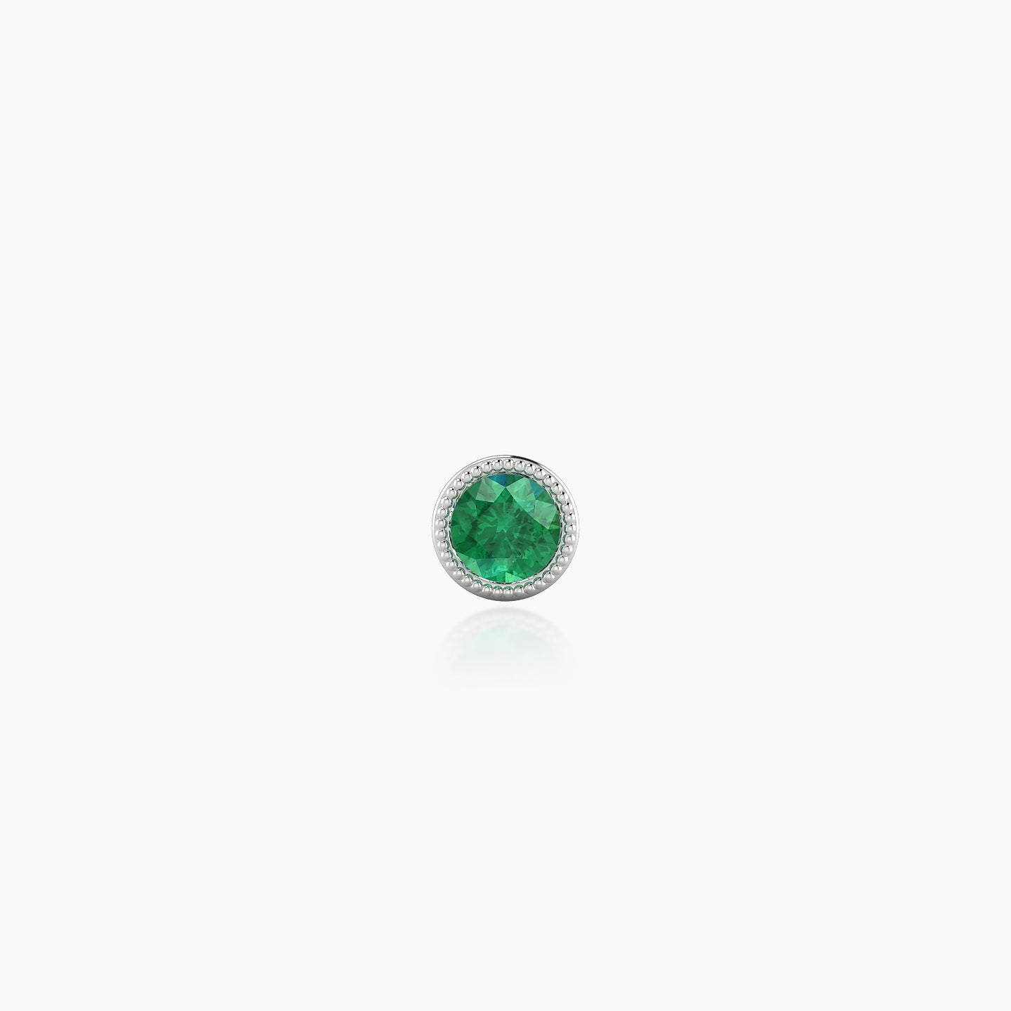 Aya | 18k White Gold 5 mm 4 mm Round Emerald Nostril Piercing