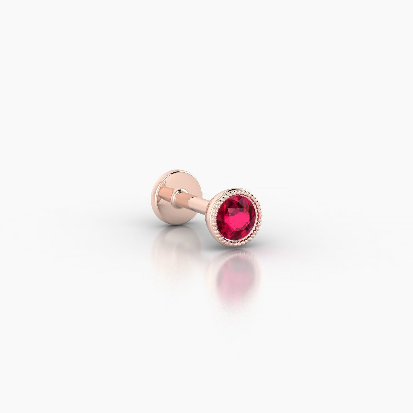 Aya | 18k Rose Gold 5 mm 4 mm Round Ruby Nostril Piercing