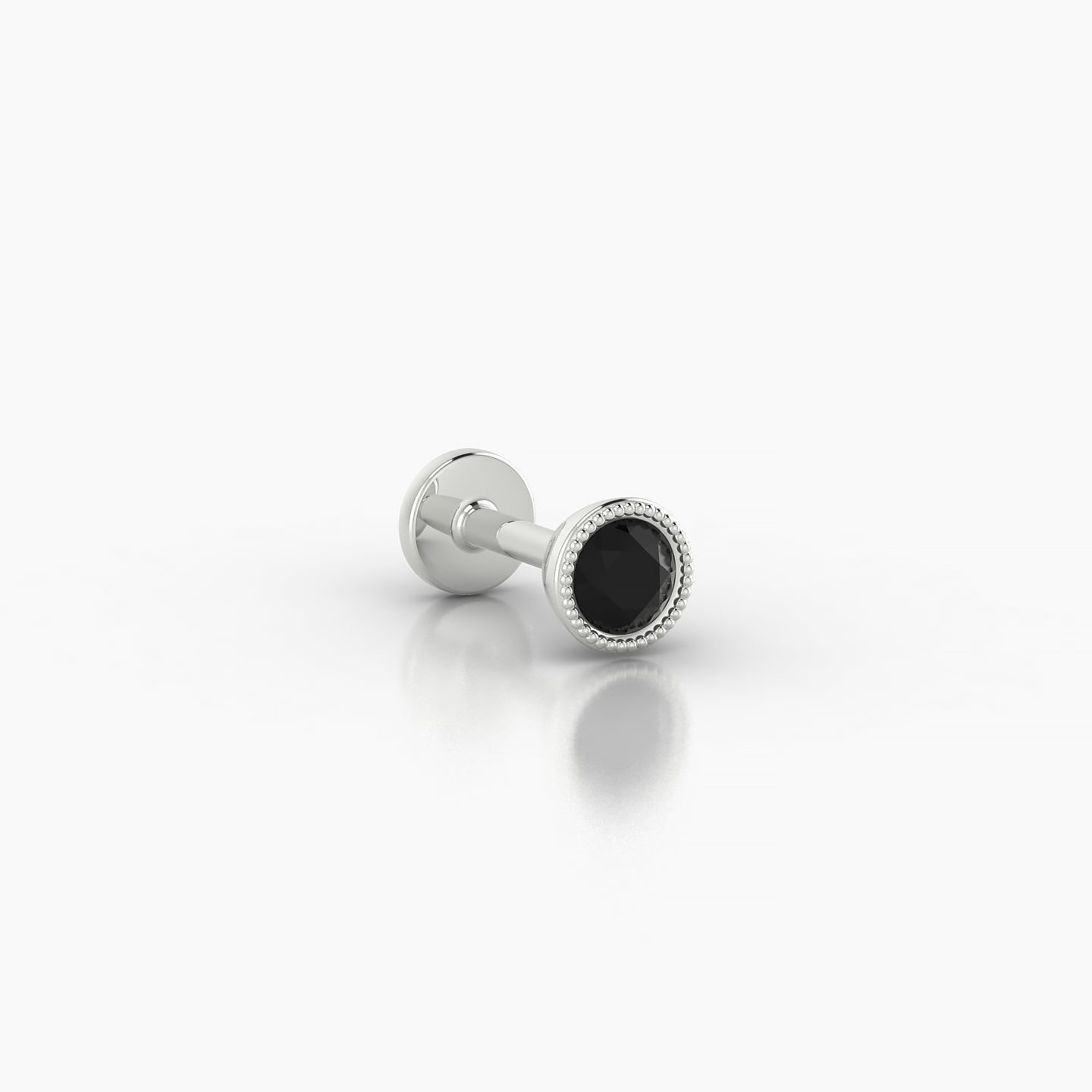 Aya | 18k White Gold 5 mm 4 mm Round Black Diamond Nostril Piercing