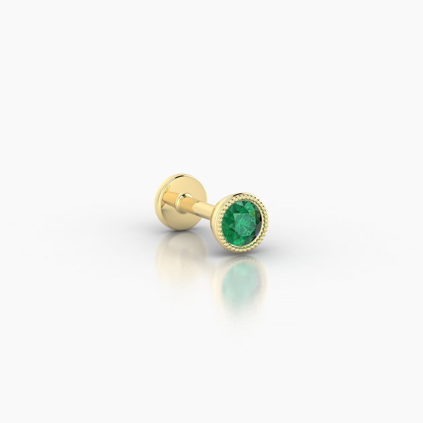 Aya | 18k Yellow Gold 5 mm 4 mm Round Emerald Nostril Piercing