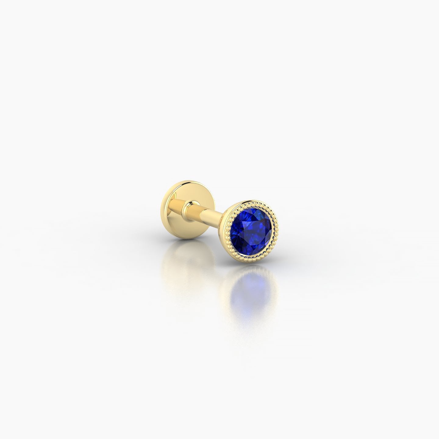 Aya | 18k Yellow Gold 5 mm 4 mm Round Sapphire Nostril Piercing