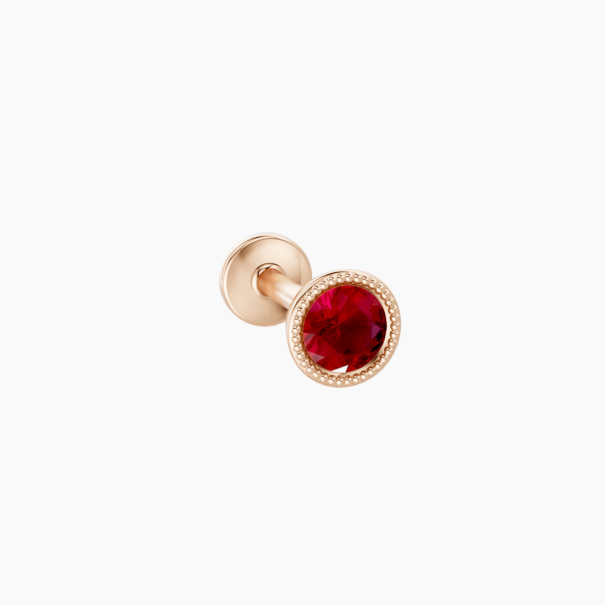 Aya | 18k Rose Gold 6.5 mm 4 mm Round Ruby Nose Piercing