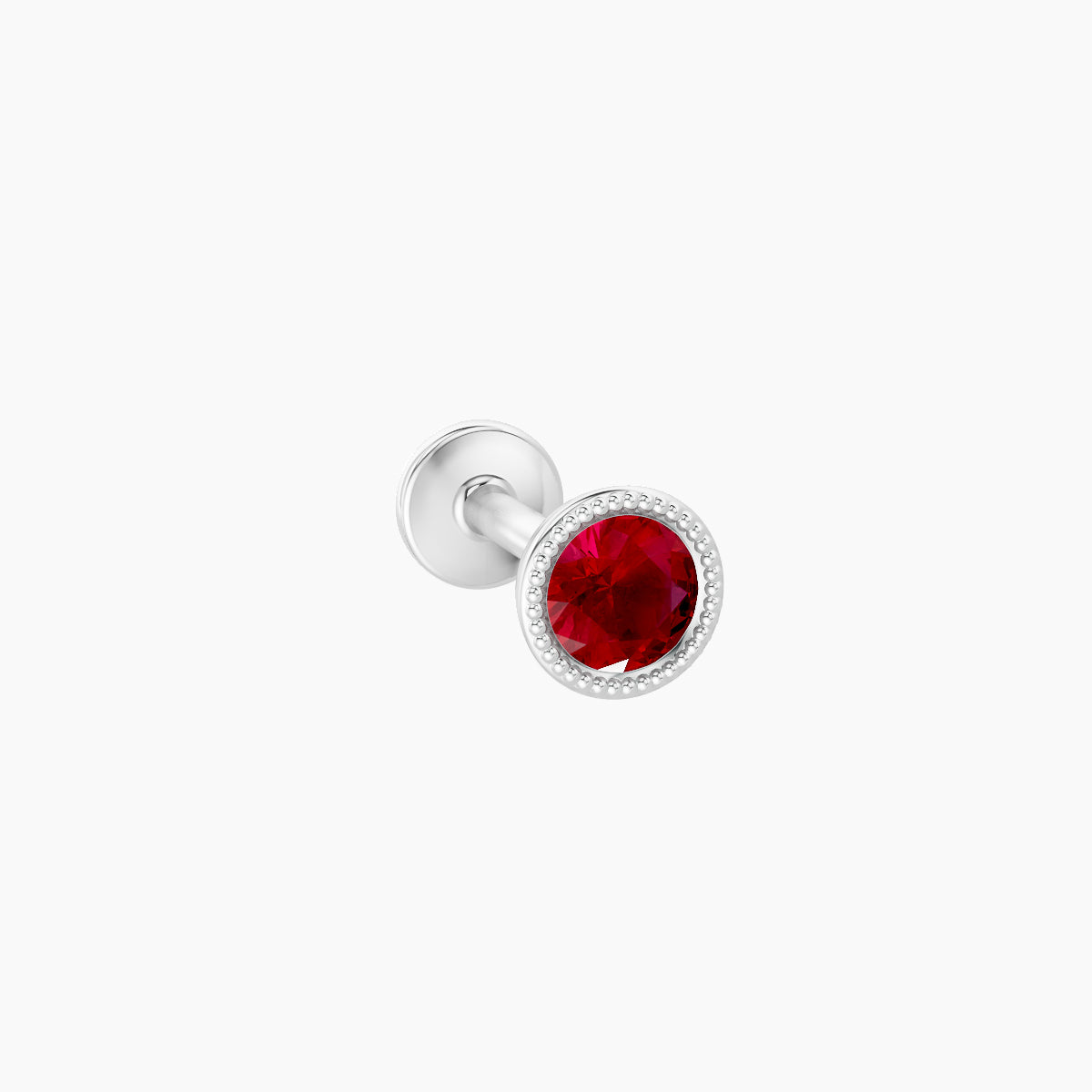Aya | 18k White Gold 6.5 mm 4 mm Round Ruby Nose Piercing