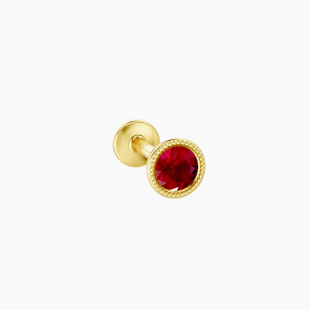 Aya | 18k Yellow Gold 6.5 mm 4 mm Round Ruby Nose Piercing