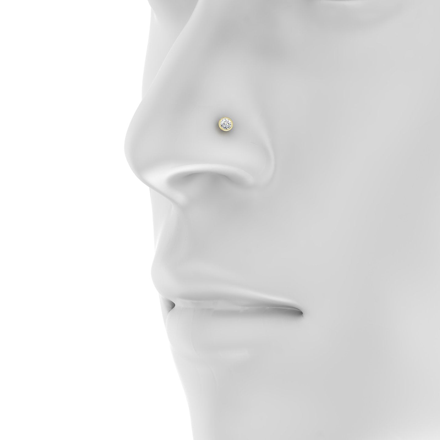 Aya | 18k Yellow Gold 4 mm 6.5 mm Round Diamond Nose Piercing