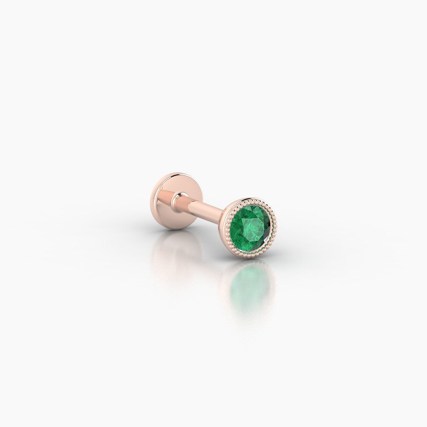 Aya | 18k Rose Gold 6.5 mm 4 mm Round Emerald Nostril Piercing