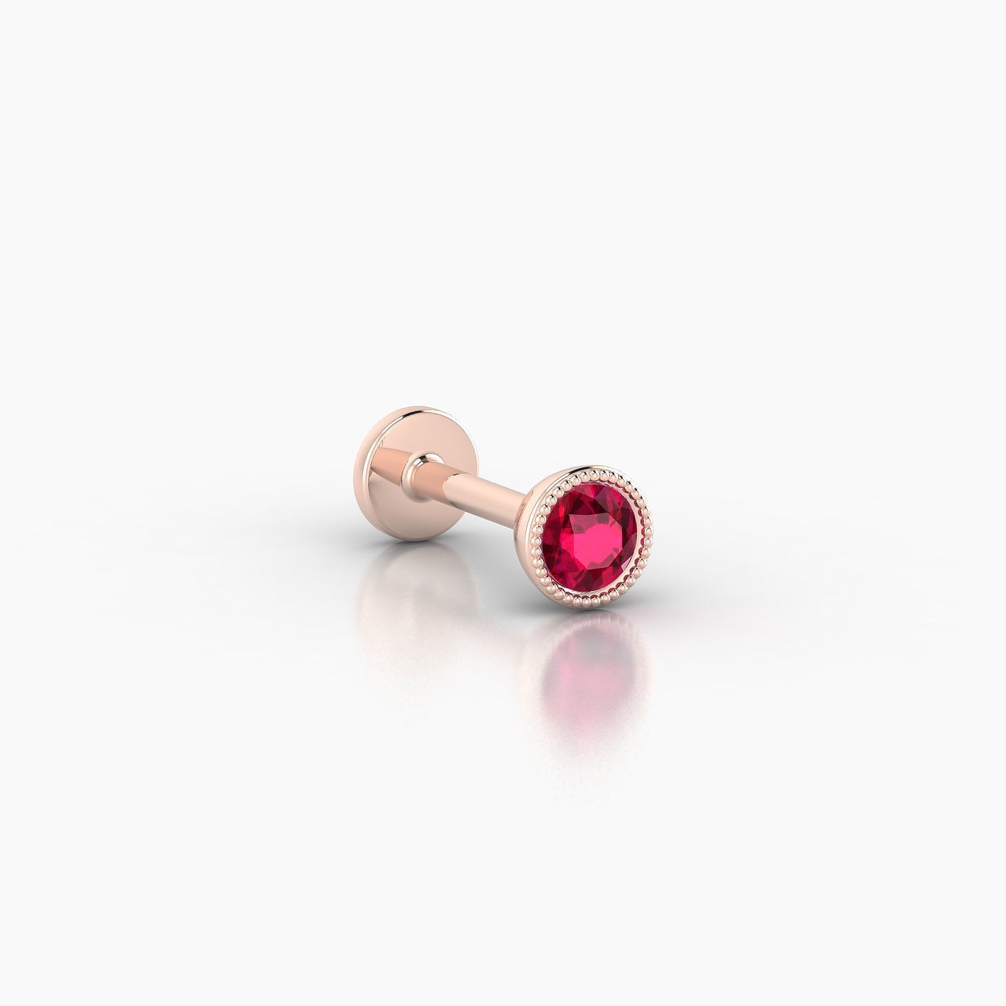 Aya | 18k Rose Gold 6.5 mm 4 mm Round Ruby Nostril Piercing