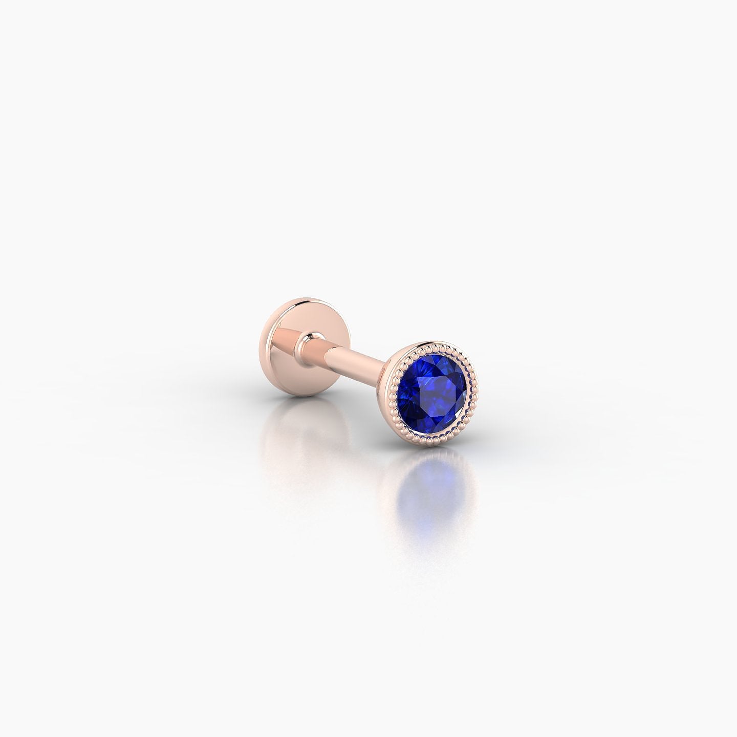 Aya | 18k Rose Gold 6.5 mm 4 mm Round Sapphire Nostril Piercing