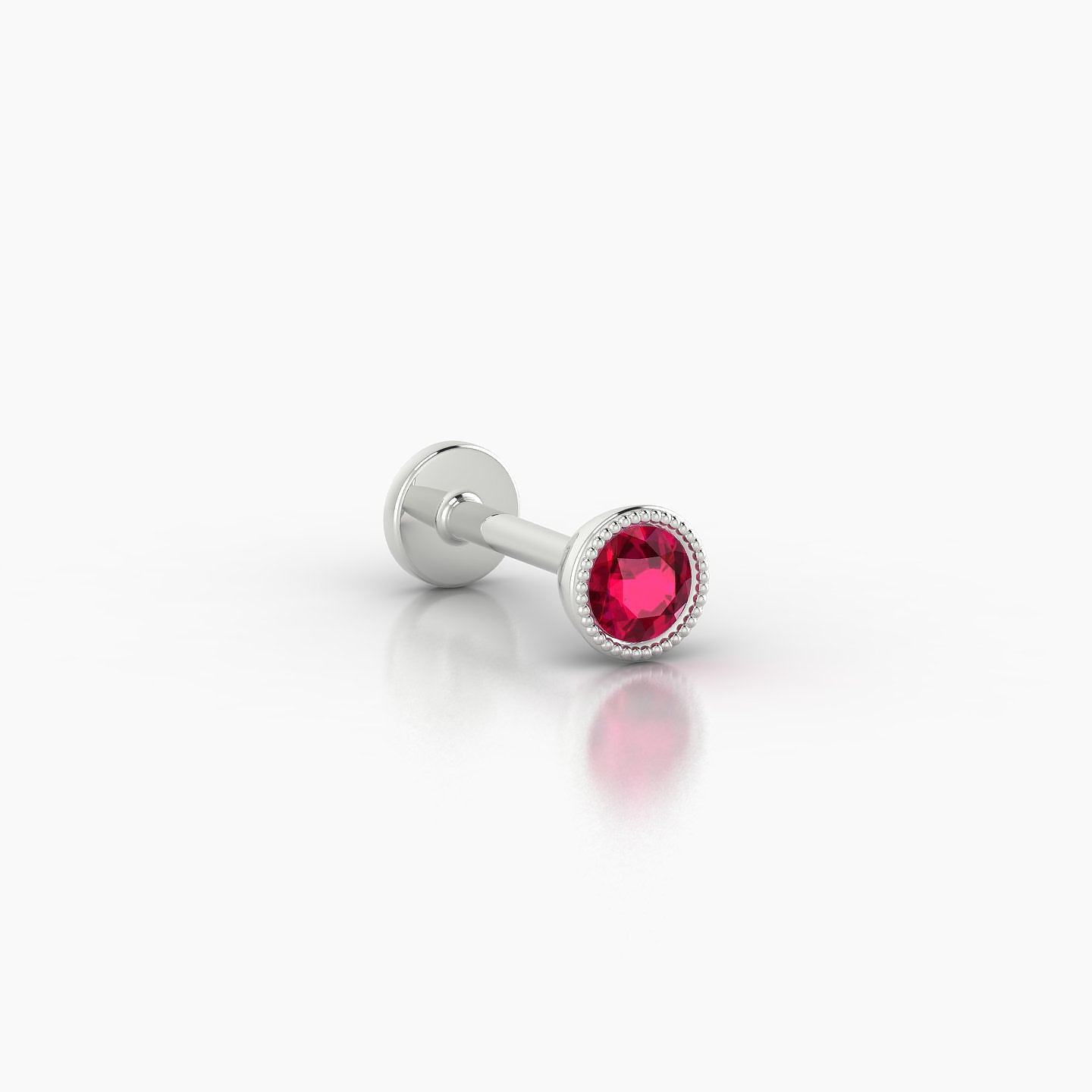 Aya | 18k White Gold 6.5 mm 4 mm Round Ruby Nostril Piercing