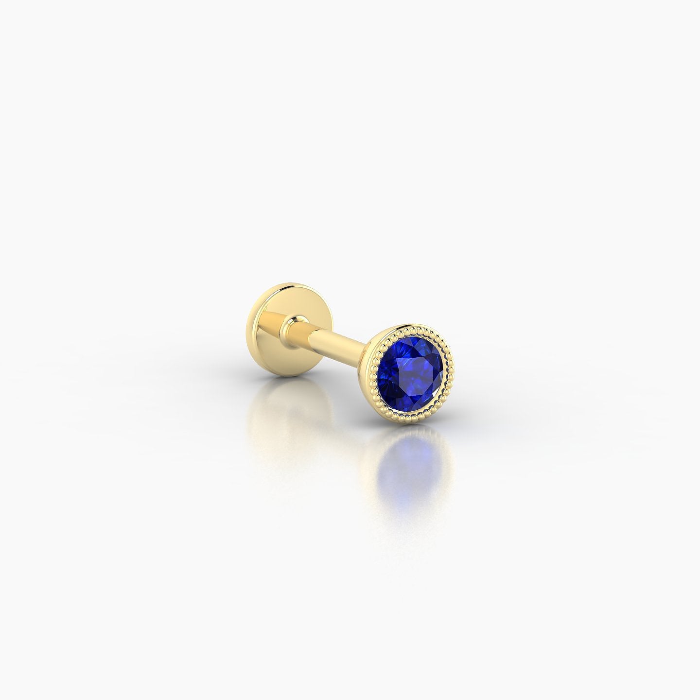 Aya | 18k Yellow Gold 6.5 mm 4 mm Round Sapphire Nostril Piercing