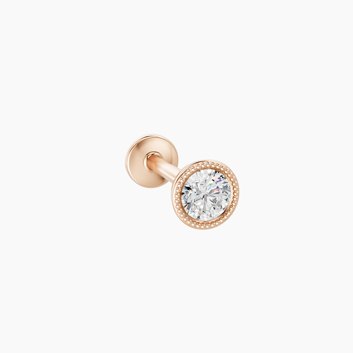 Aya | 18k Rose Gold 4 mm 8 mm Round Diamond Nose Piercing