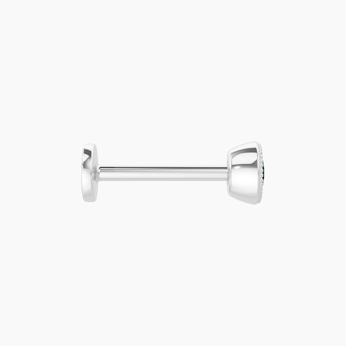 Aya | 18k White Gold 8 mm 4 mm Round Emerald Nose Piercing