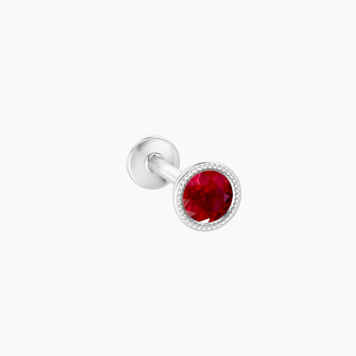 Aya | 18k White Gold 8 mm 4 mm Round Ruby Nose Piercing