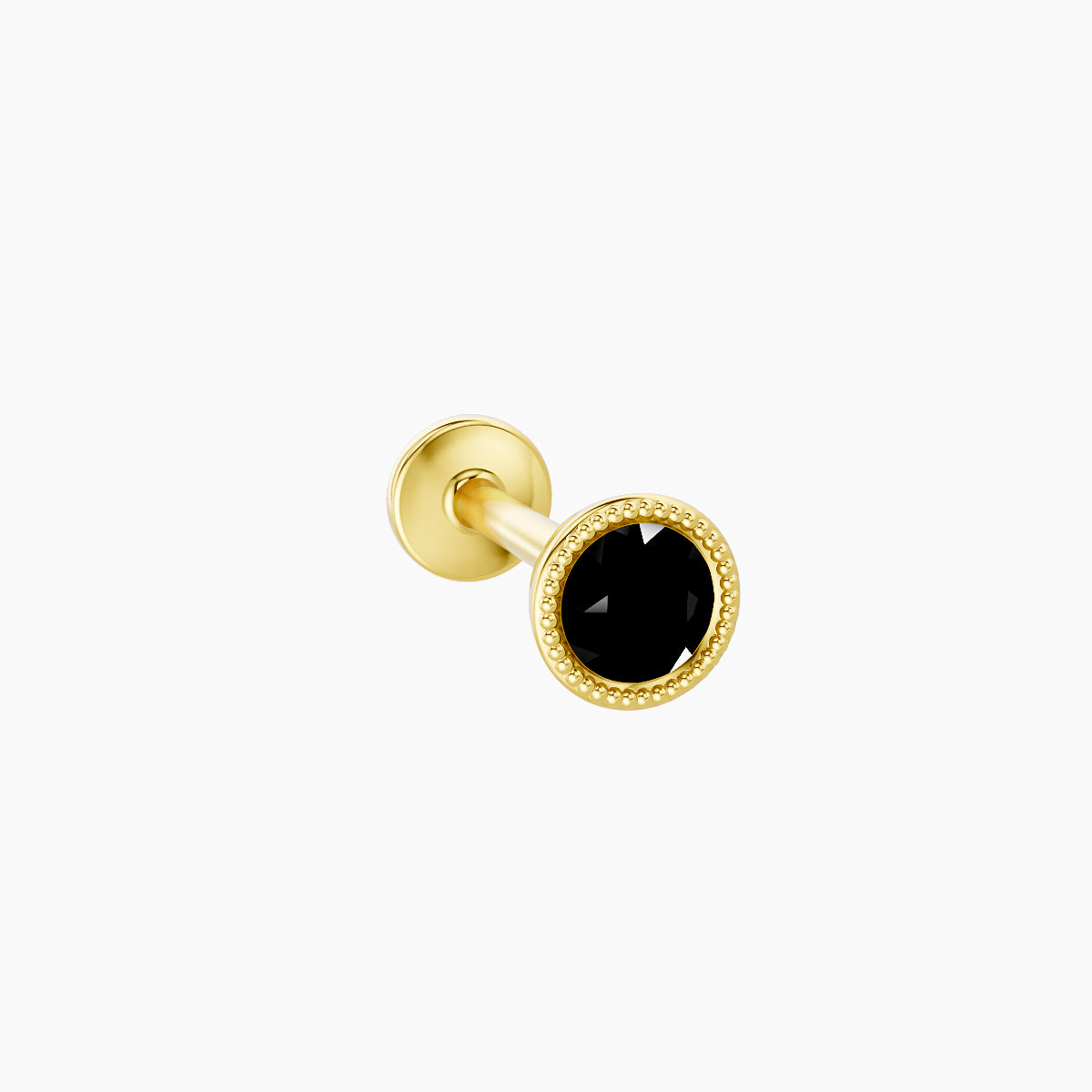 Aya | 18k Yellow Gold 8 mm 4 mm Round Black Diamond Nose Piercing
