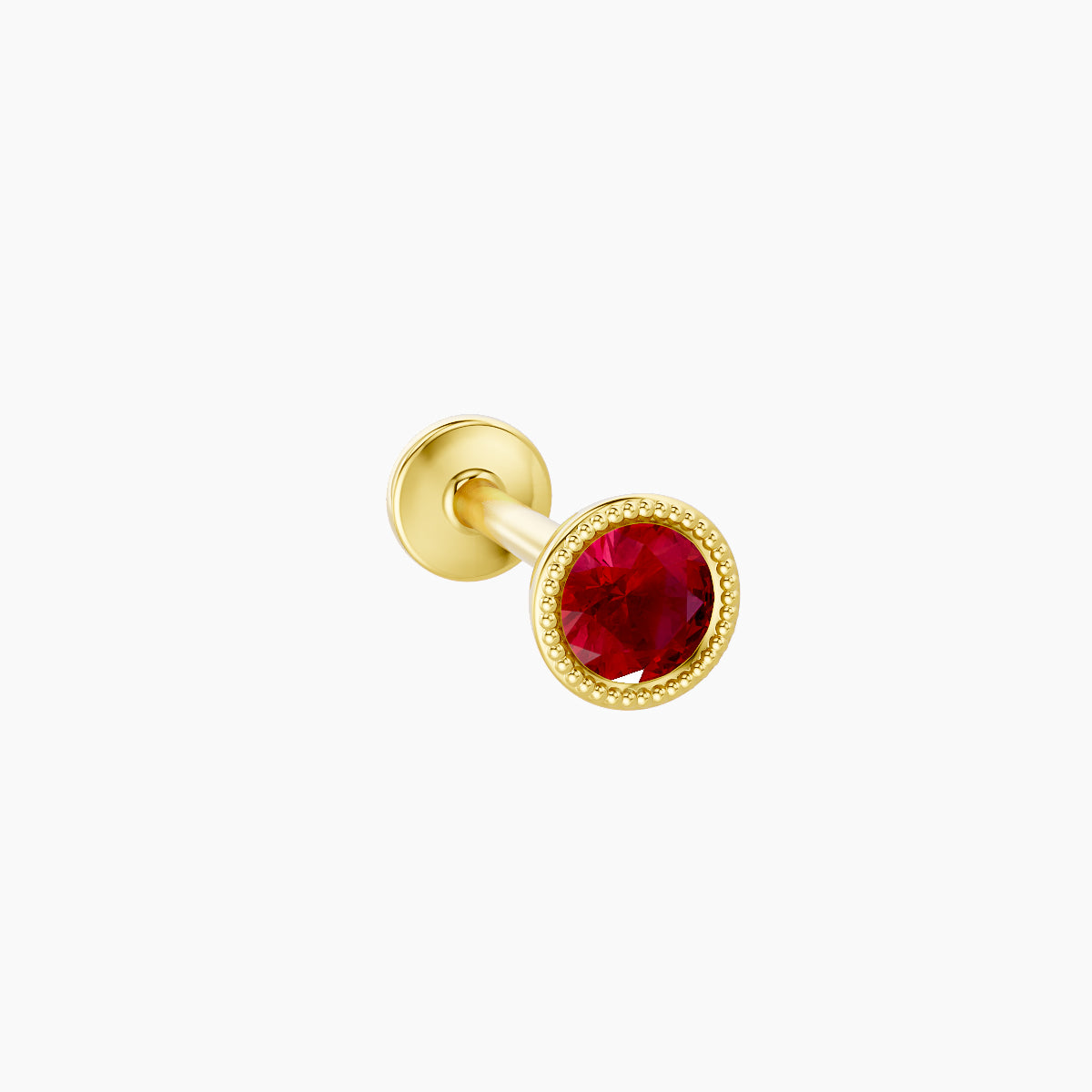 Aya | 18k Yellow Gold 8 mm 4 mm Round Ruby Nose Piercing