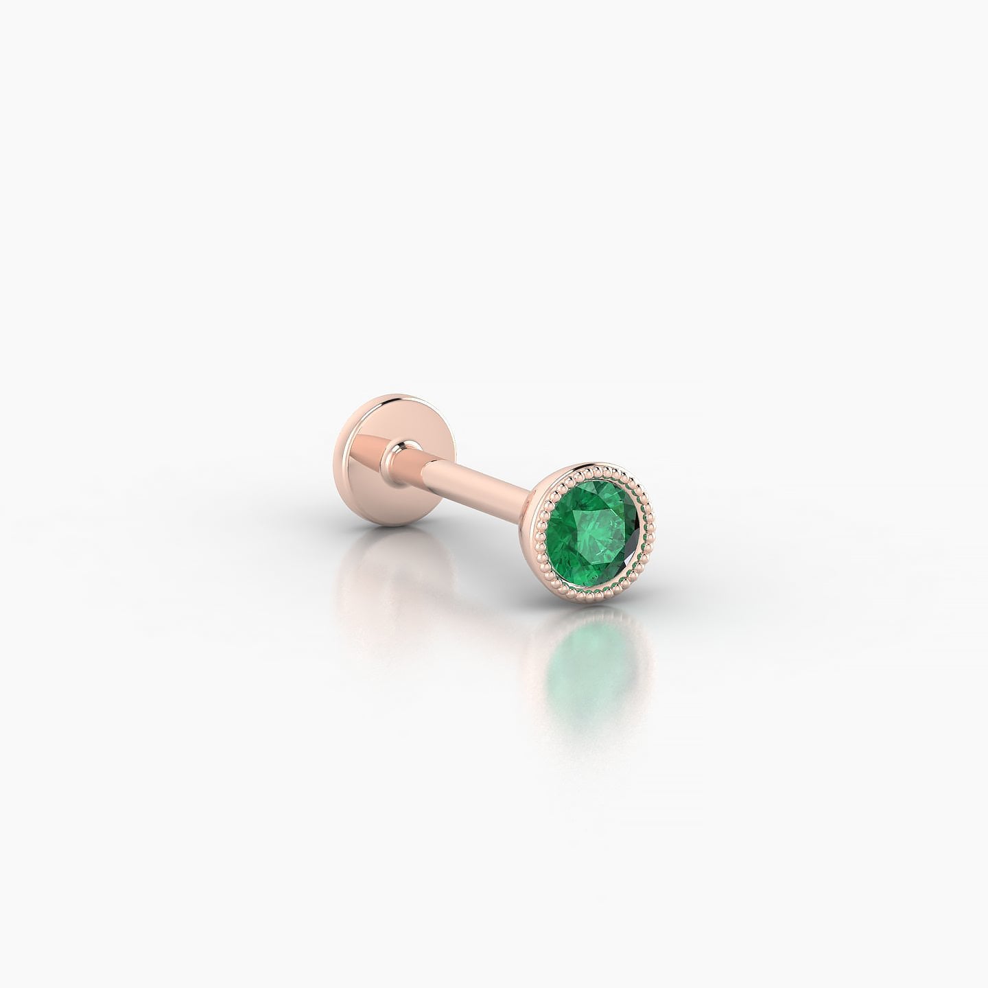 Aya | 18k Rose Gold 8 mm 4 mm Round Emerald Nostril Piercing