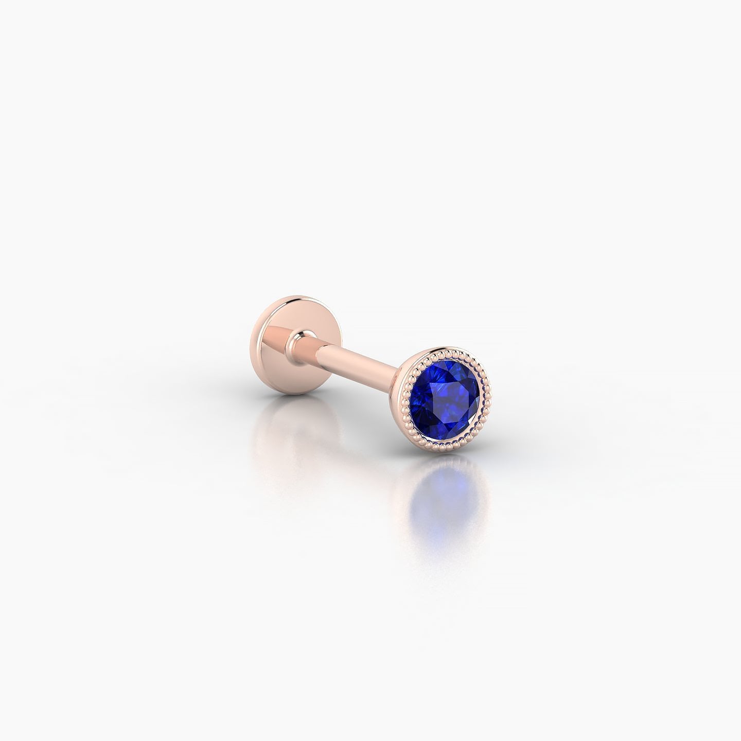 Aya | 18k Rose Gold 8 mm 4 mm Round Sapphire Nostril Piercing