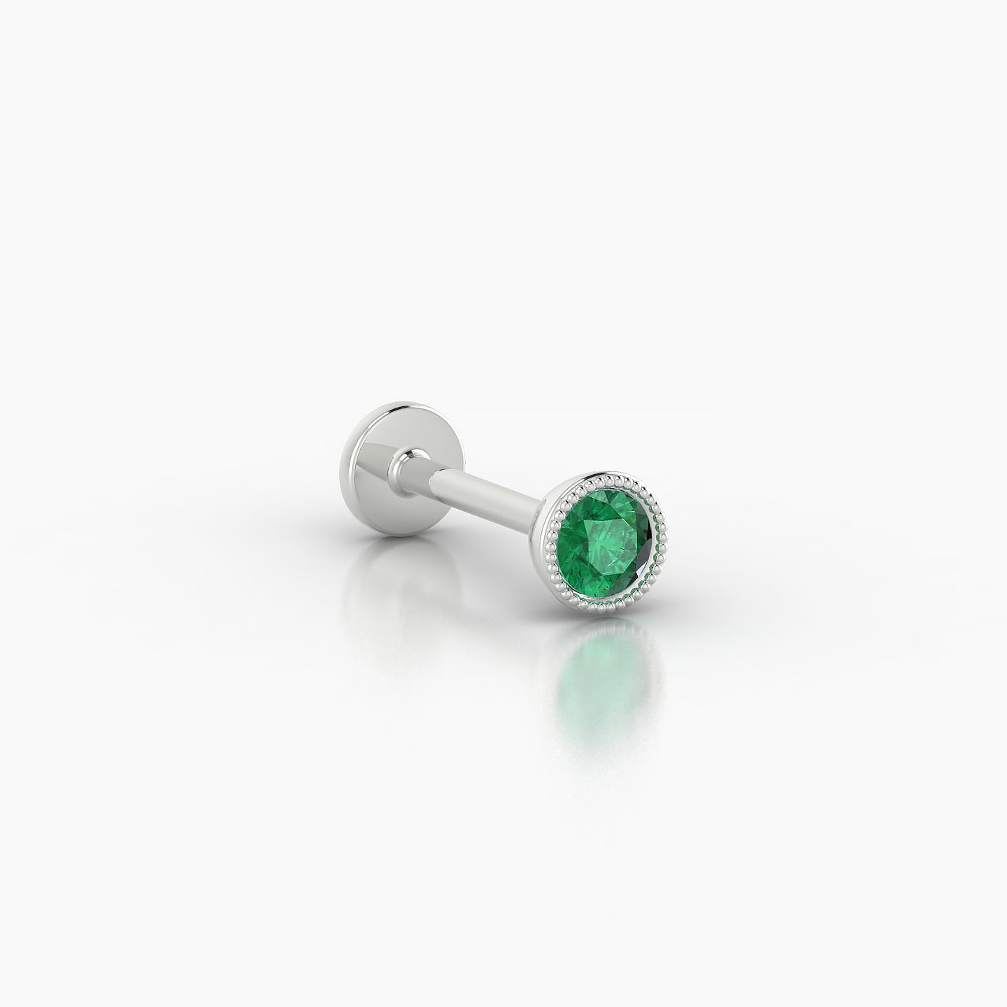 Aya | 18k White Gold 8 mm 4 mm Round Emerald Nostril Piercing