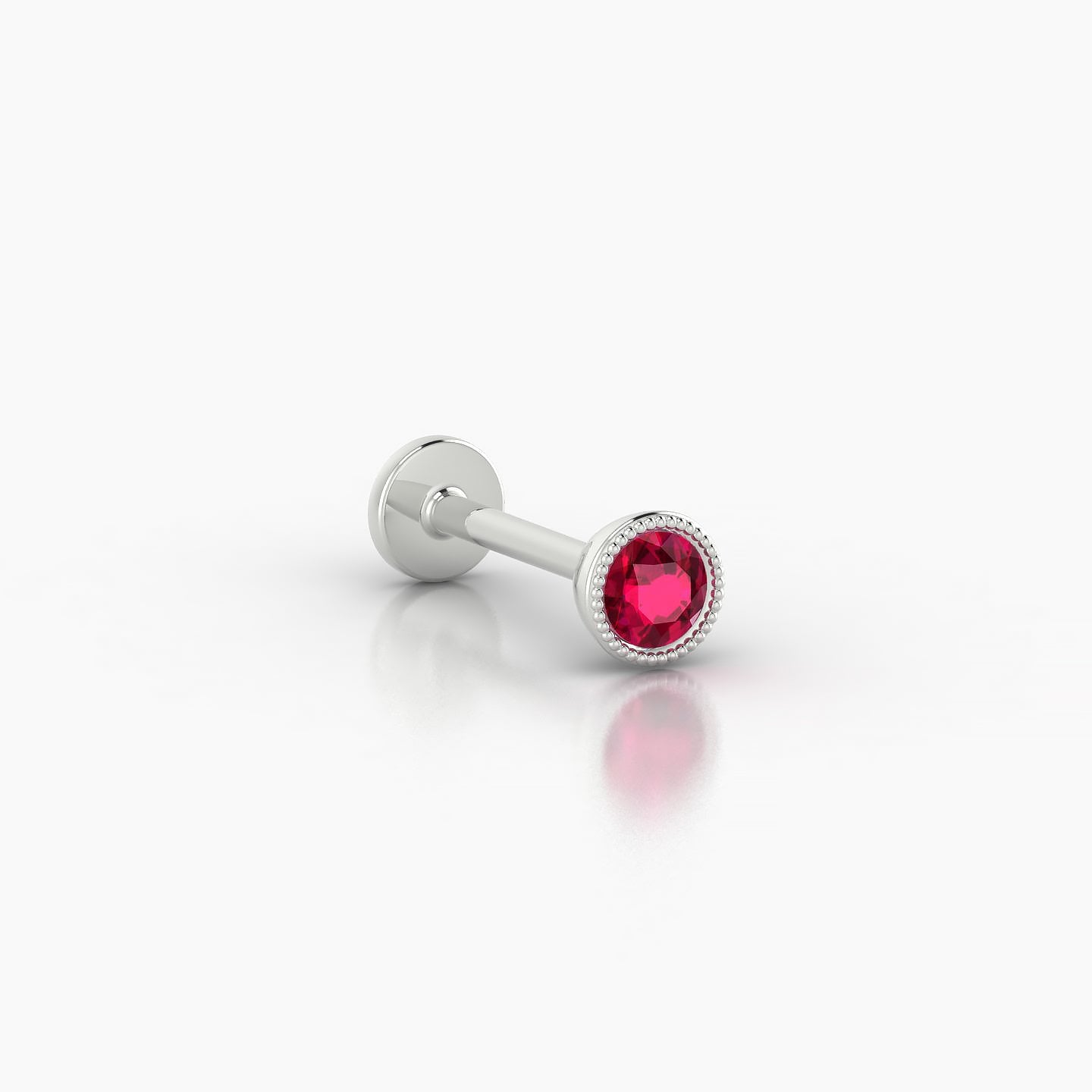 Aya | 18k White Gold 8 mm 4 mm Round Ruby Nostril Piercing