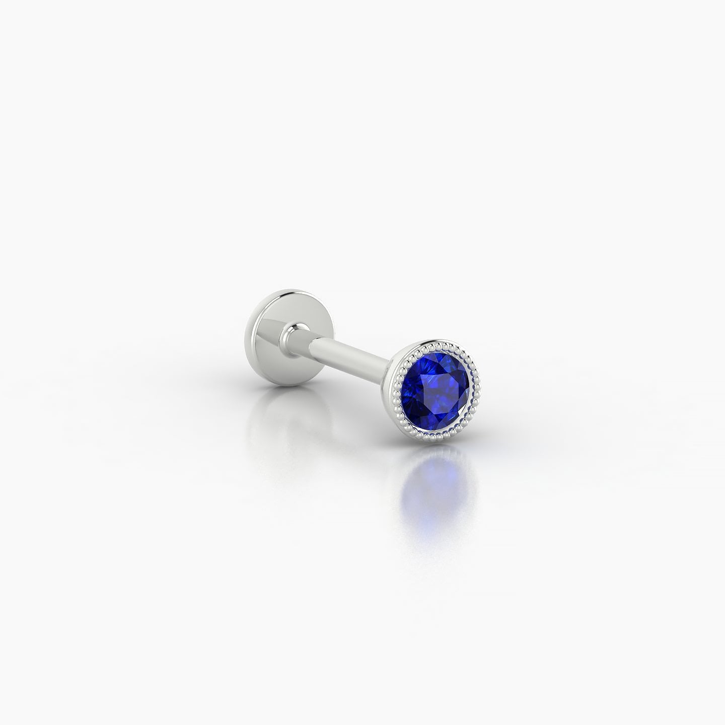 Aya | 18k White Gold 8 mm 4 mm Round Sapphire Nostril Piercing