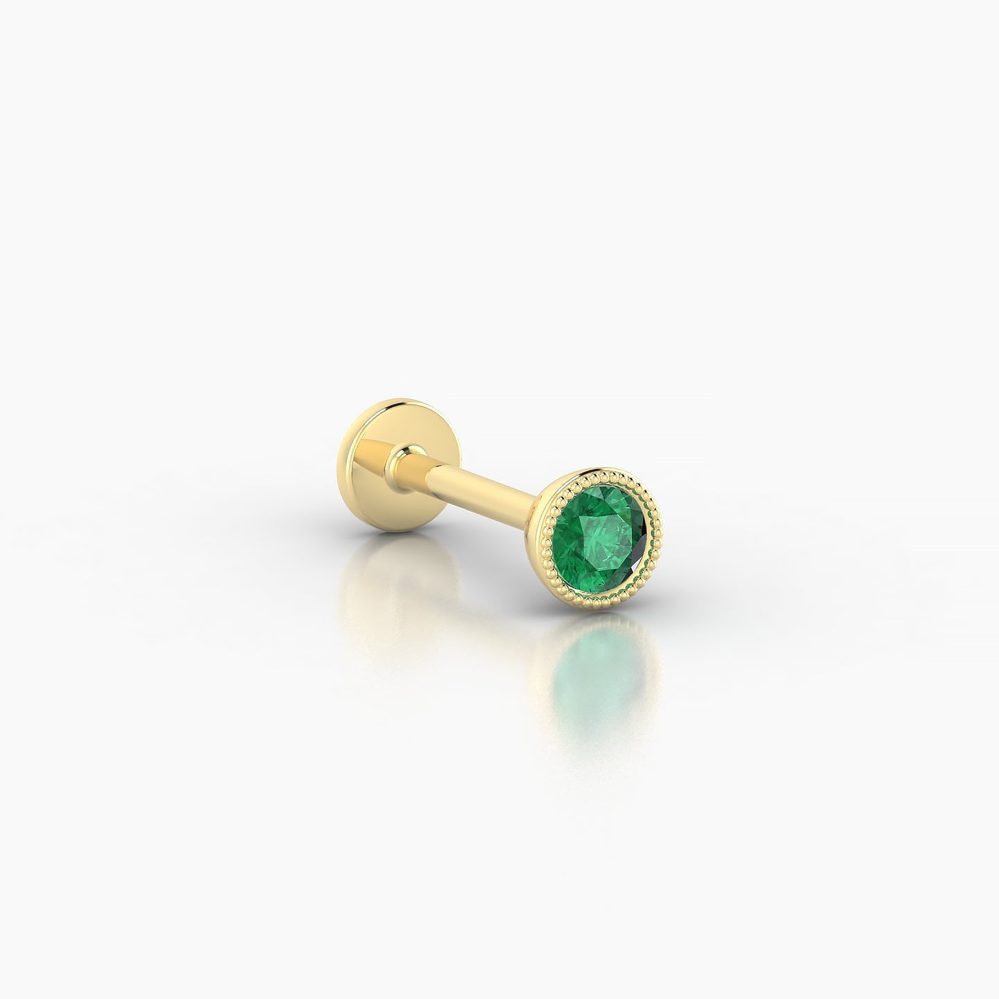 Aya | 18k Yellow Gold 8 mm 4 mm Round Emerald Nostril Piercing