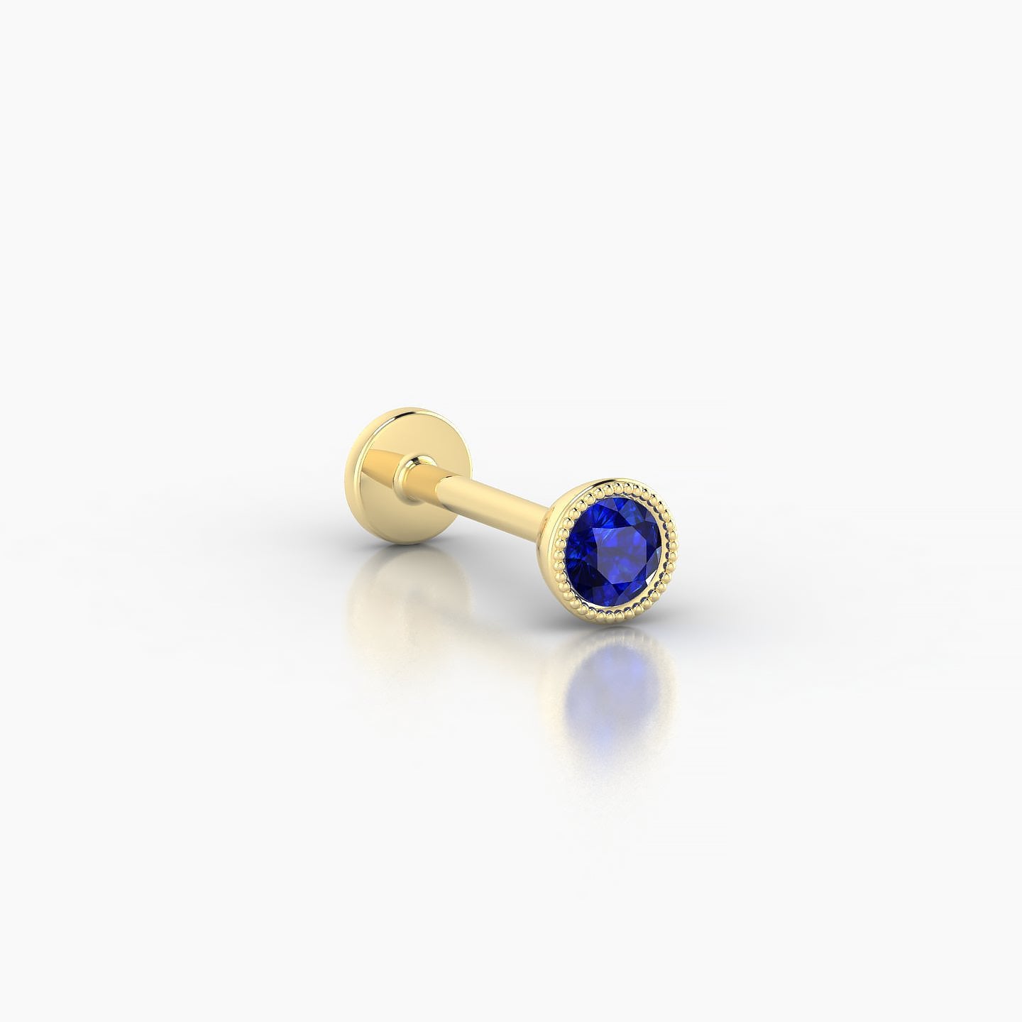 Aya | 18k Yellow Gold 8 mm 4 mm Round Sapphire Nostril Piercing