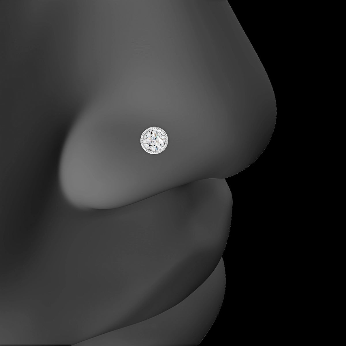 Aya | 18k White Gold 4.5 mm 5 mm Round Diamond Nose Piercing
