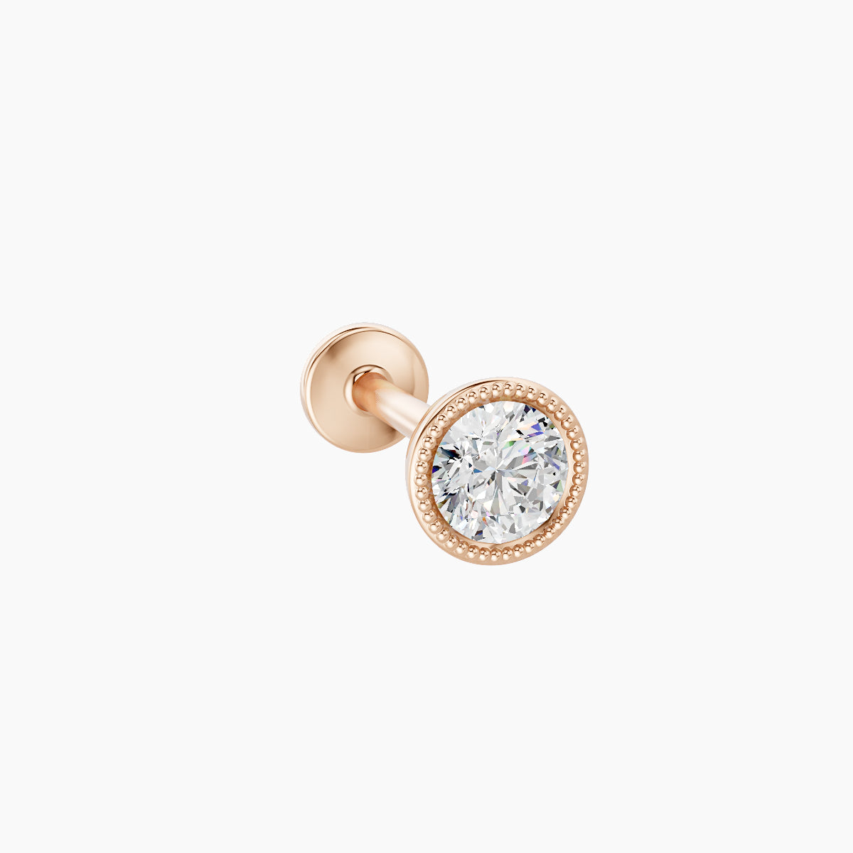 Aya | 18k Rose Gold 4.5 mm 8 mm Round Diamond Nose Piercing