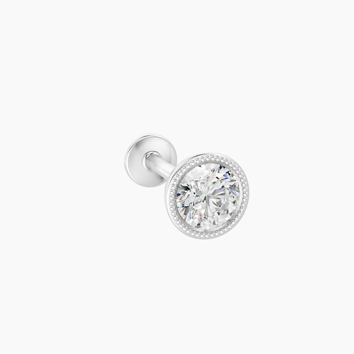 Aya | 18k White Gold 5 mm 8 mm Round Diamond Nose Piercing